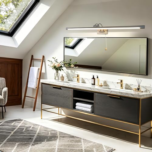 TYhogar LED Bathroom Mirror Lamp Nickel 90 cm 16 W 1820LM, Wall Sconce with Swivel Arm and Switch, Lighting for Cabinet and Vanity