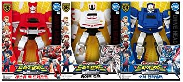 Tomica Hyper Rescue Drive Head Fire / Emergency / Police Rescur Backdraft, Character Figure 3-Pcs Set Toy, Red White Blue
