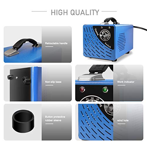 Commercial 10,000mg Ozone Generator, Elementa Mini Ozoner Air Purifier Ionizer O3 Machine for Deodorization Sterilizer, RV/Basement/Bathroom/Car/Pet\'s Room/Refrigerator Odor Remove Ozonator (BLUE)