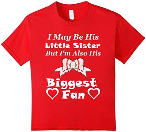 Kids I May Be His Little Sister Biggest Fan Baseball T-Shirt   4 Red
