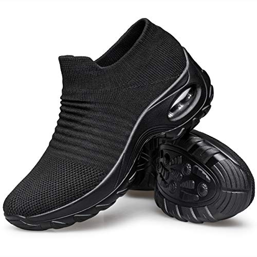 YHOON Women's Walking Shoes - Sock Sneakers Slip on Mesh Platform Air Cushion Athletic Shoes Work Nurse Comfortable