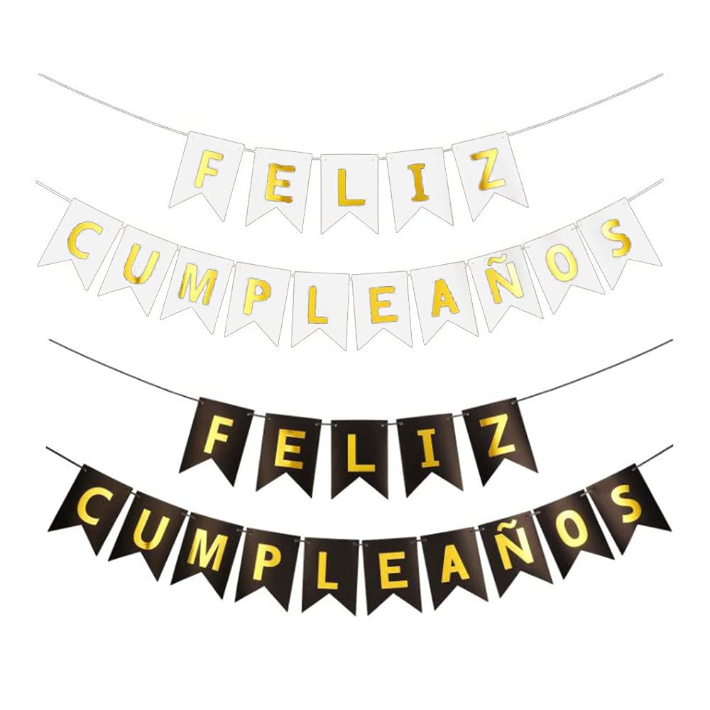 2 Pcs Feliz Cumpleaños Banner Happy Birthday Banner Birthday Bunting for Party Decoration Birthday Party Supplies