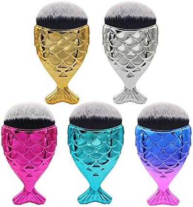 Mermaid Fish Makeup Brush Professional Scale Fishtail Bottom Makeup Brush Foundation Powder Brush for Face Makeup Brush Cosmetic Tool (Purple)