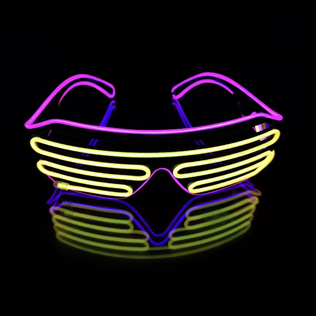 SOUTHSKY LED Glasses Shutter Frames Neon Glowing Light Up 2 Colors For Halloween Costume Cosplay Party (Pink+Yellow)