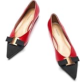 C.Paravano Flats for Women | Pointed Toe Flats | Ballet Flats | Women Dressy Shoes Comfortable(Size 6,Red Metal)