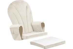 ANMINY 5pcs Glider Rocker Replacement Cushions Set - Thickened Velvet Glider Rocking Chair Cushions with 29 inch High Backrest & Side Pockets for Indoor Nursery, Washable & Non Slip, Beige