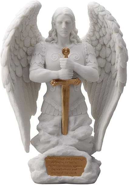 Amazon Veronese Design 9 1インチ 聖ミカエル 祈り 大天使モニュメント マーブル ホワイト ゴールデン仕上げ 天使の像 インテリア オンライン通販