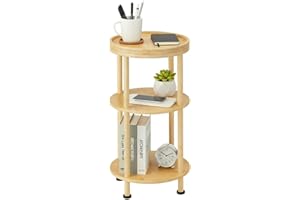 ZEXVIDA Bamboo Side Table, 3-Tier Bamboo Small Round Side Table, Round End Table for Living Room, Bedside Table Nightstand wi