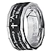 Men's Women's Black Stainless Steel Religious Cross Serenity Prayer Spinner Ring 9MM Size 7.5