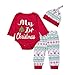MEKILYN 3PCs Baby Red Long Sleeve T-shirt Romper+Long Pants+Hat Christmas Outfits Set (0-6M(Tag70), Red&White)