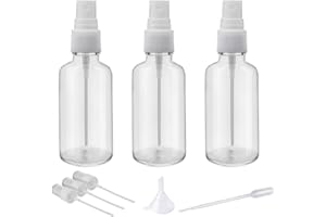 Hydior 2oz Clear Glass Spray Bottles for Essential Oils, Small Spray Bottle with Plastic Sprayer – Set of 3