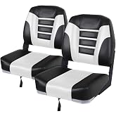 MSC Fishing Folding Boat Seats,One Pair Pack (S104 Black/White)