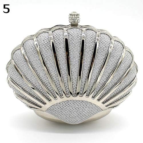 856store Fashion Shell Card Coin Holder Banquet Handbag Crossbody Bag Women Purse Wallet Silver