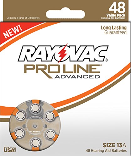 Rayovac Mercury Free Proline Advanced Size 13 Hearing Aid Batteries, Total of 48 Batteries