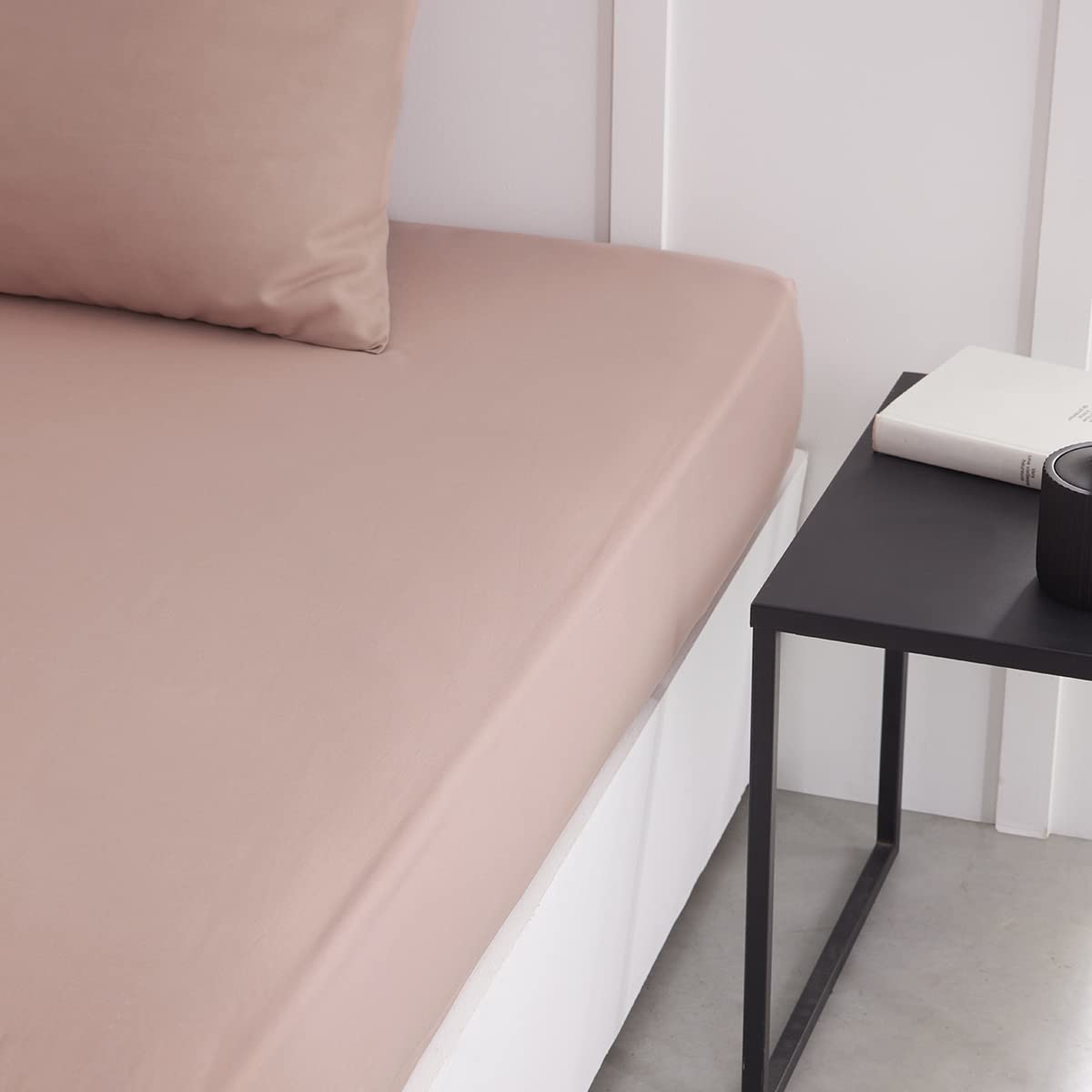 TODAY Essential Single Fitted Sheet 90 x 190 cm 100% Cotton Plain Sand Pink