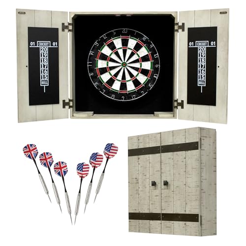 Hathaway Drifter 18-in Bristle Dart Board and Cabinet Set – Includes Self Heali…