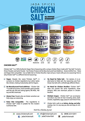 Chicken Salt - Vegan, Non-GMO, NO MSG, Gluten Free, Australia's #1 All-Purpose Seasoning (Reduced Sodium, Lime)