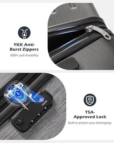 Coolife Luggage Expandable Suitcase PC+ABS with TSA Lock Spinner 20in24in28in (Grey, 3 Piece Set) Coolife Luggage Expandable Suitcase PC+ABS with TSA Lock Spinner 20in24in28in (Grey, 3 Piece Set)