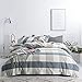 SUSYBAO Blue Checkered Duvet Cover Queen Size 100% Washed Cotton Plaid Duvet Cover Set 3 Pieces 1 Grid Duvet Cover with Zipper Ties 2 Pillow Cases Luxury Soft Blue Checkered Bedding Set Breathable