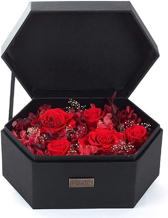 Stella Di Natale Appassita.Per Sempre Regalo Di Fiori Fiore Rosa Conservato A Mano In Scatola Regalo Esagono Rose Mai