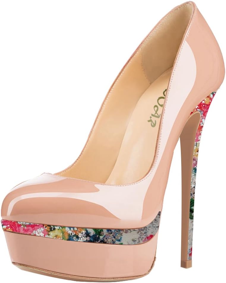 AOOAR Women's Double Platform High Heel Pumps