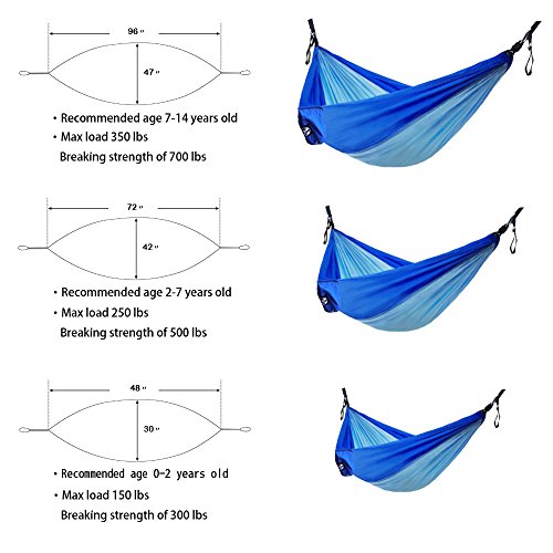 Infant Size Parachute Hammock Come with Loops Length Adjustable 2pcs Hammock Tree Straps 2 Solid Steel Carabiners- Soft Breathable Ultralight Kids Fun Play Parachute Hammock - Thumbnail 3