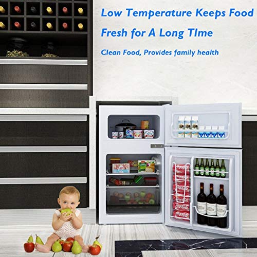 Costway Compact Refrigerator 3.2 cu ft. Unit Small Freezer Cooler