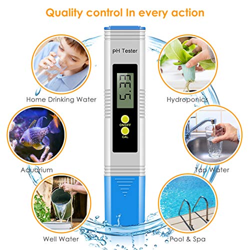 Digital PH Meter, Wellcows PH Meter 0.01 PH High Accuracy Water Quality Tester with 0-14 PH Measurement Range for Household Drinking, Pool and Aquarium Water PH Tester Design with ATC (2019-Blue) - Thumbnail 3
