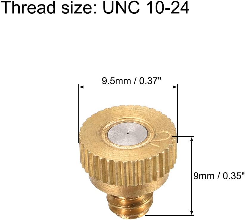 sourcing map Brass Misting Nozzle - 10/24 UNC 0.2mm Orifice Dia Replacement Heads for Outdoor Cooling System - 10 Pcs - Image 3