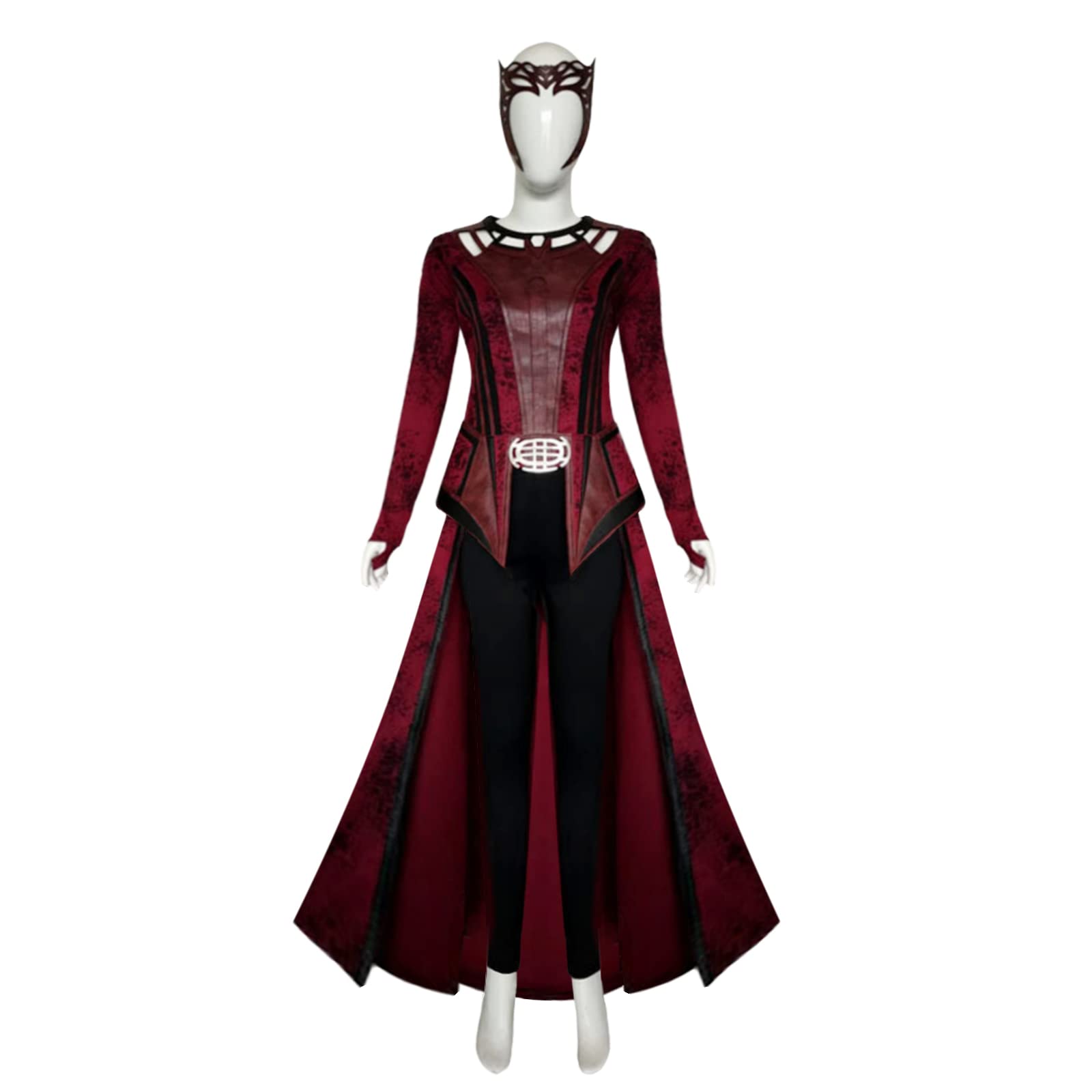 Photo 1 of Women Wanda Witch Costume Cosplay Outfit Red Cloak Wanda Headpiece Halloween Cosplay Outfits X-Large
