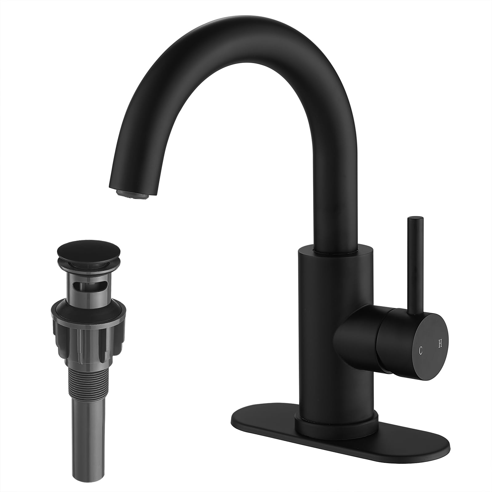 Photo 1 of VOTON Bar Sink Faucet, Bathroom Kitchen 360° Rotatable Faucet, Matte Black Single Hole Bathroom Faucets Modern Small Mini Kitchen Bath Utility Vanity Outdoor Lavatory Faucets