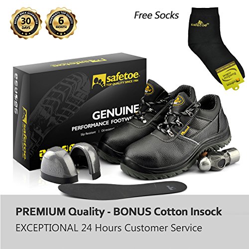 SAFETOE Men Steel Toe Cap Safety Shoes - L7222 Water Resistant Lightweight Leather Work Boots