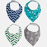 Ziggy Baby Bandana Bib Set, Blue/Teal, 4 Pack