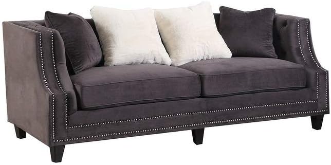 Amazon Com Best Master Furniture Hampstead Tufted Velour Sofa