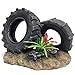 SLOCME Aquarium Tyre Decorations - Resin Material Tyre Decorations，Fish Tank Tyre Ornament Aquarium Environment Friendly Decorations