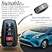 Vitodeco Genuine Leather Smart Key Fob Case Cover Protector - Compatible with Toyota Prius Prime (2017 - 2021 Models) - 4 Buttons with A/C, Black/Red