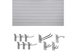 Crownwall 6" Slatwall Starter Bundle (8x4 ft) with 10-Piece Locking Hook Accessory Kit (Graphite)