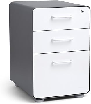 Amazon Com Poppin Charcoal White Stow 3 Drawer File Cabinet