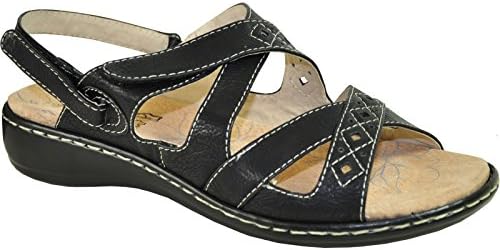 KOZI Women Orthopedic Sandal OR5105 with Hook-and-Loop Straps Black 41M