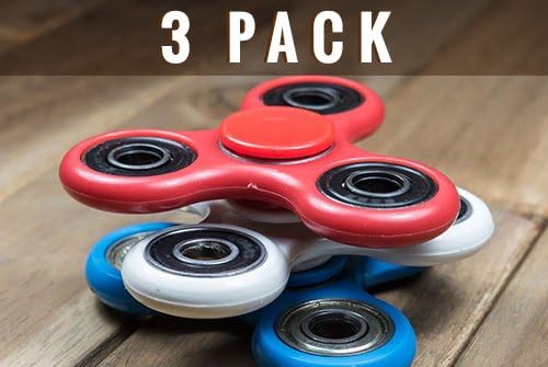 TRIPLE PLAY 3 PACK Fast Spin Tri Spinner Spinning Fidget Toy for Stress Relief, ADD, ADHD