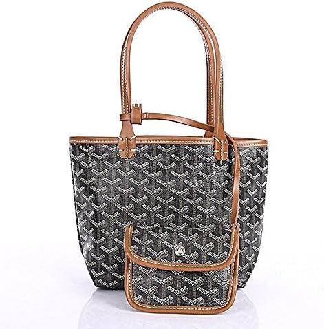 Rosvin Lady PU One-Shoulder Top Grade Shopping Handbag (Black/Brown)