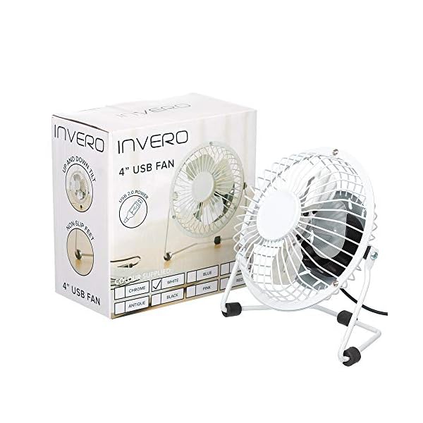 Invero® Mini USB 4-Inch Tilting Desktop Cooling Fan with Metal Shell and Aluminium Blades ideal for Home, Office…