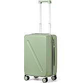 MILADA 20 Inch Carry On Luggage, 22x14x9 Airline Approved Hard Shell Carry On Suitcase with Wheels, TSA Approved Lock, Lightweight Hard Case Travel Luggage, Bamboo Green