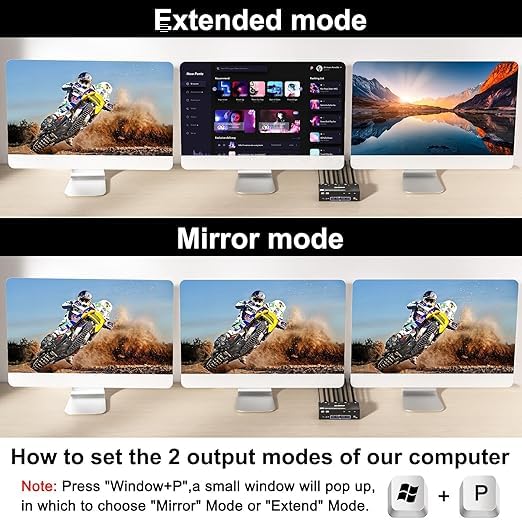 KVM Switch 3 PC 3 Monitore 8K@60Hz,MLEEDA HDMI Displayport KVM Switch Triple Monitor für 3 PC Teilen 3 Monitors und 4 USB3.0-Geräte, mit 12V DC Netzteil,Verdrahtet Fernbedienung und 3 USB-Kabel thumbnail 3