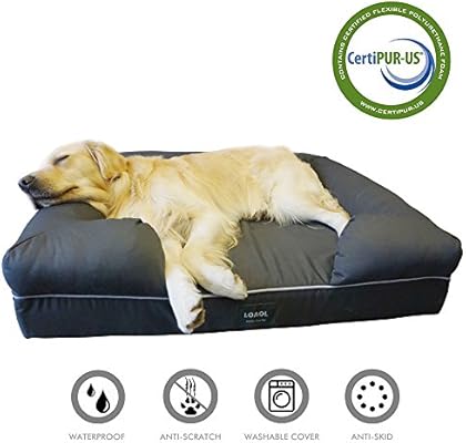 Loaol Memory Foam Dog Bed Durable Waterproof Pet Sofa Couch With