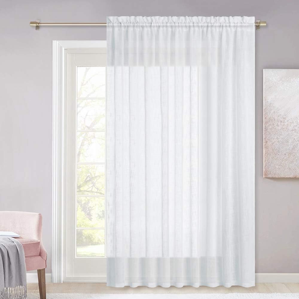 Amazon Com Nicetown Linen Like Textured Sheer Curtains 100