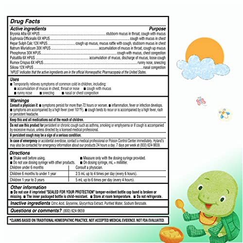 Hyland's Naturals Baby Infant Cough Medicine, Decongestant, Mucus and