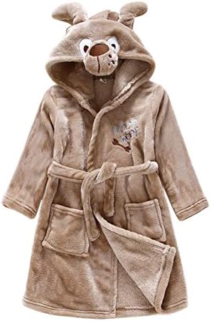WZFuture Kids Little Boys Girls Coral Fleece Bathrobe Unisex Kids Robe Pajamas Sleepwear (2-3T(suggested Age), Brown Dog)