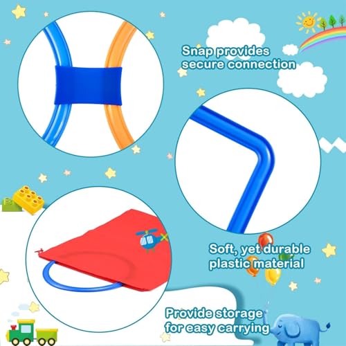 AM ANNA 2 Sets Hopscotch Rings Game for Kids, 20 Plastic Square & Round Hoops with 25 Connectors for Toddlers Gross Motor Skills, Playground Obstacle Course for Toddlers