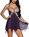 klier Kiler Women Plus Size Chemise Sexy Nightie Lace Lingerie Sets Purple